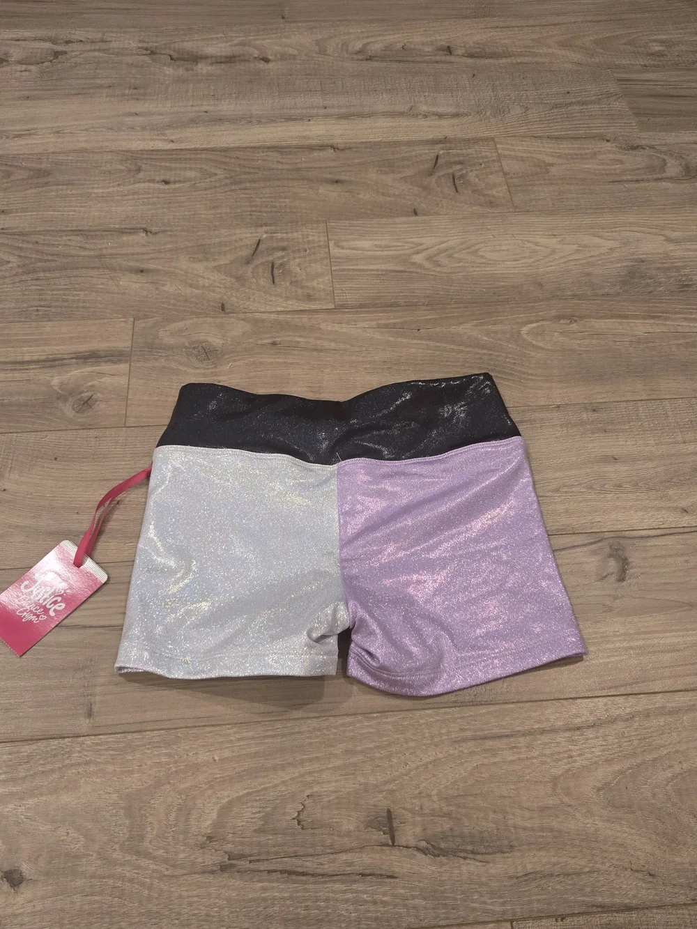 NWT Justice Girls Metallic Colorblock Sports Bra & Shorts 2PC Set Gym Dance M 10